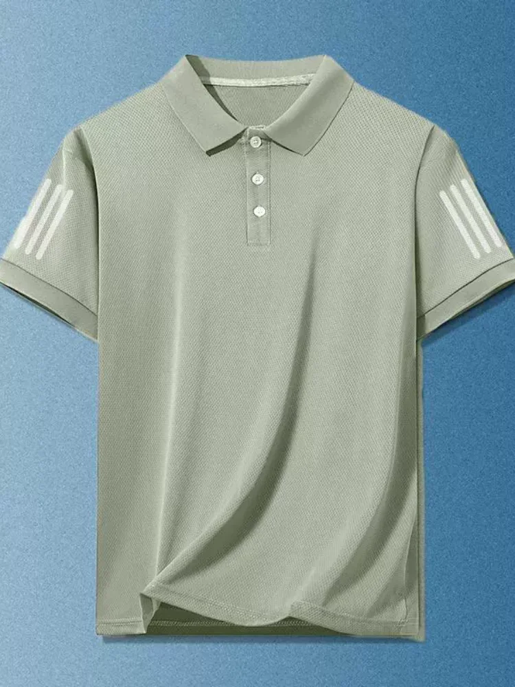 Men's Summer Lightweight Breathable Polo Shirt Short Sleeve Loose Fit Casual Top with Collar