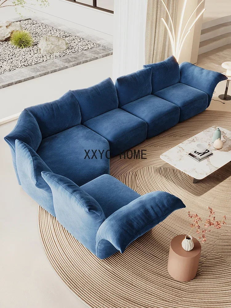 Petalo di fascia alta grande appartamento villa soggiorno divano in flanella combinazione creativa di divani in tessuto a forma di L