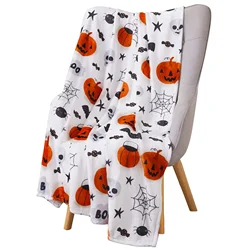 Halloween Throw Blanket Lantern Pumpkins with for Sofa Bed Couch Chair or Dorm Super Soft Lightweight King Queen Size Candy Corn