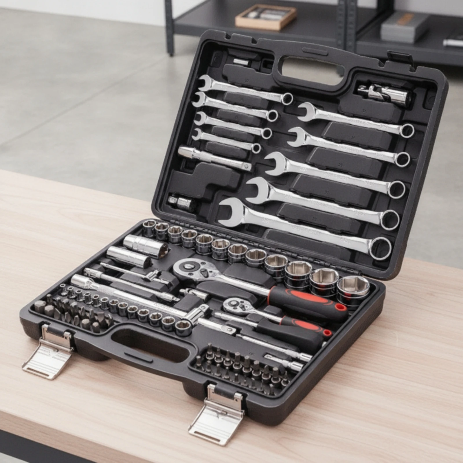 Automotive Tool Kit Organized Car Repair Tool Set Socket Set with Case Heavy Duty Tools Travel-Friendly for Garage