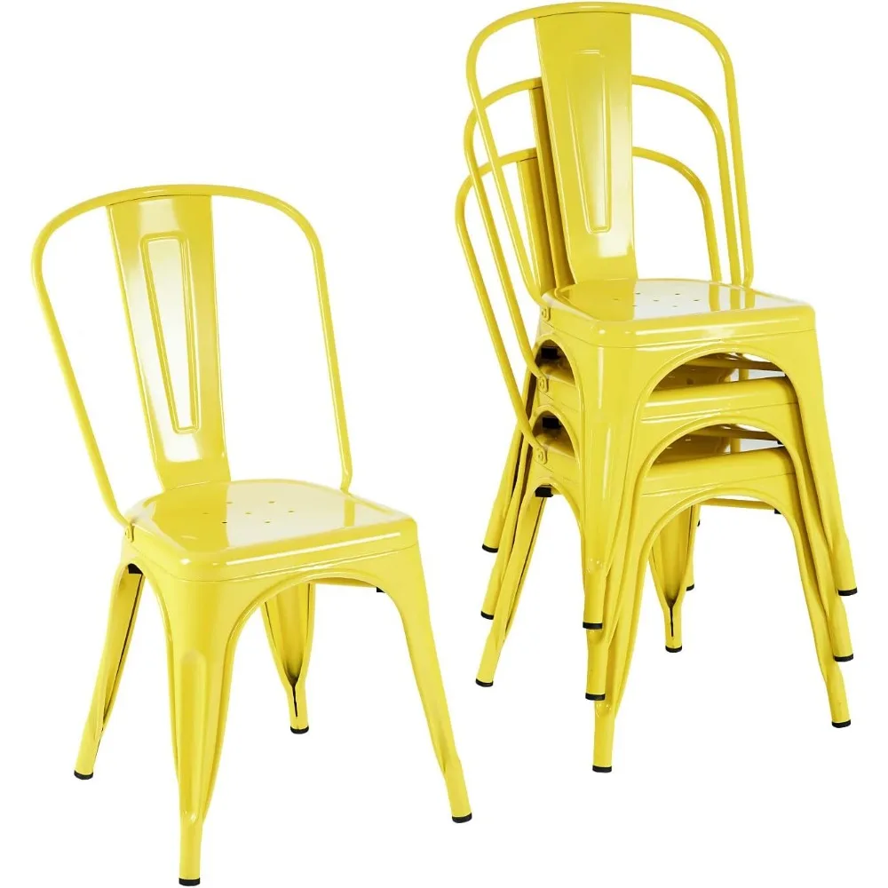 

Metal Dining Chair Farmhouse Tolix Style for Kitchen Dining Room Café Restaurant Bistro Patio, 18 Inch, Stackable, Waterproof I