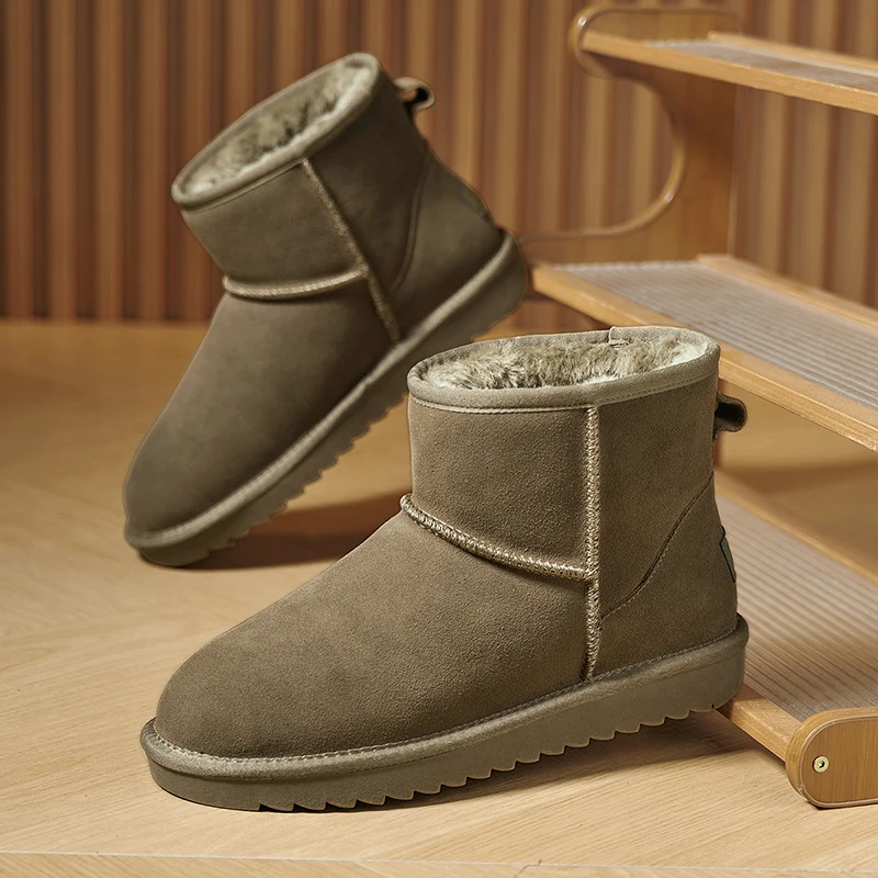 

Men Slip on Plushed Warmed Boots for Men Comfy Anti-Slip Ankle Boots Unisex Suede Winter Boots Man Big Size 45 Botas Para Hombre