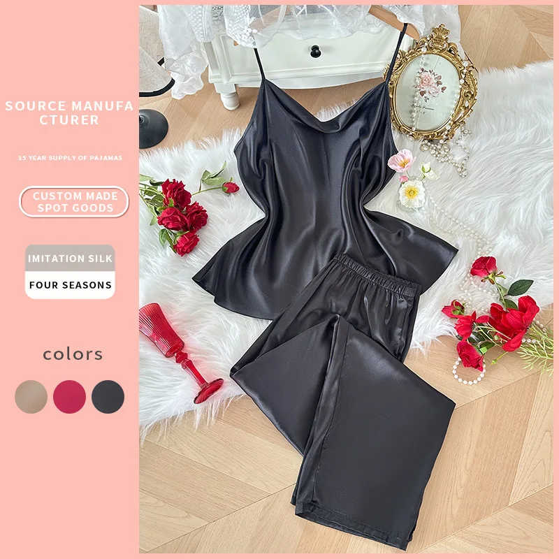 

Женская летняя домашняя одежда для сна, комплект из двух предметов — модная тонкая удобная домашняя одежда с майкой и длинными брюками