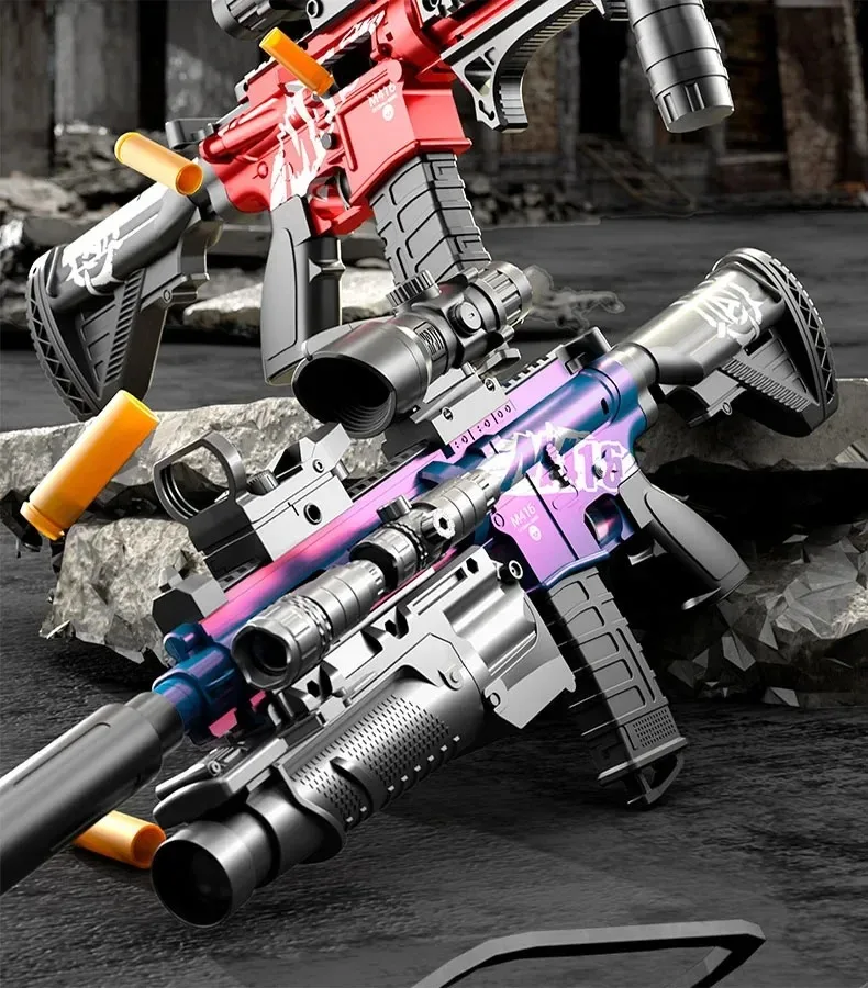 M416 Speelgoedpistool Shell Gooien Zachte Kogel Kan Vuur Zuignap Kinderen Aanvalsgeweer Handmatig laden Model Jongen Speelgoed