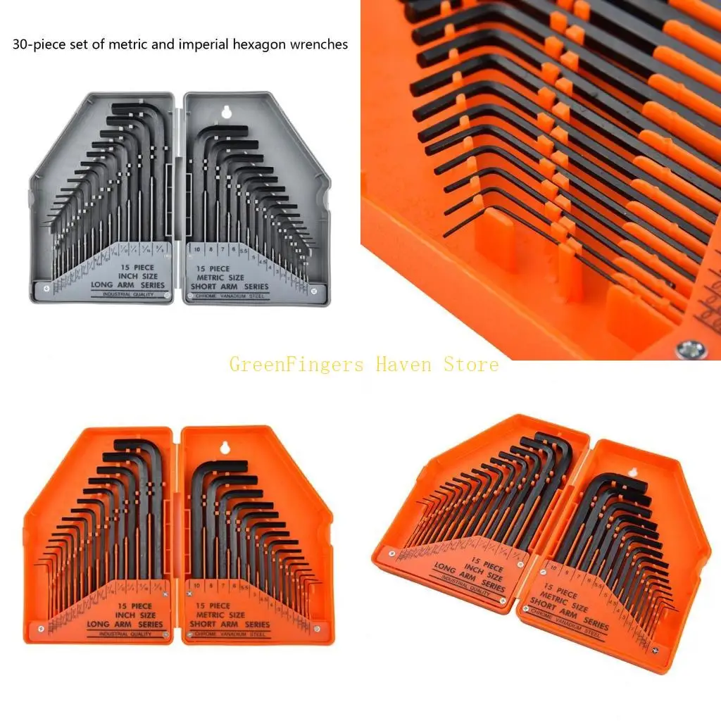 

F68D 30Pcs for Key Allen Wrench Set 0.028"- 3/8" Inch & 0.7mm-10mm