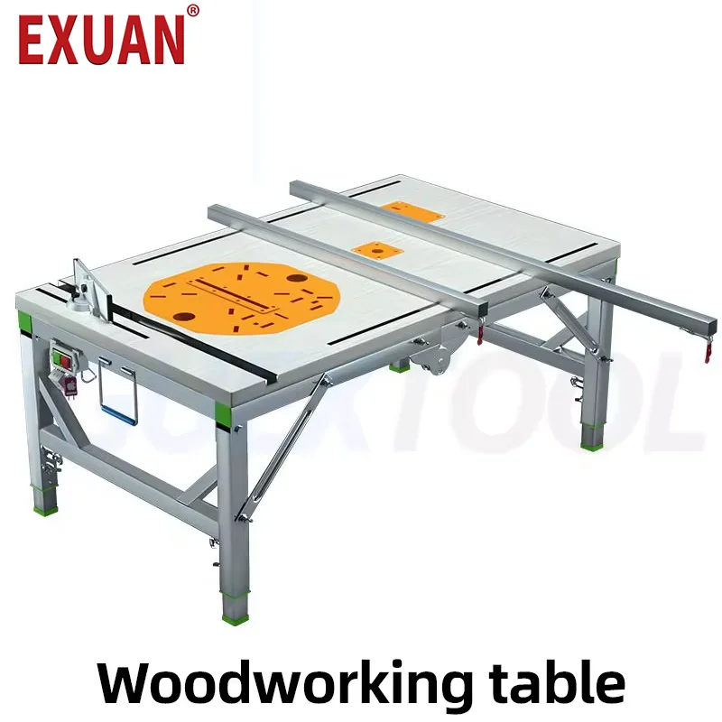 Multifuncional Woodworking Workbench Woodworking Saw Table Portátil Folding Lifting Saw Table Decoração Diy
