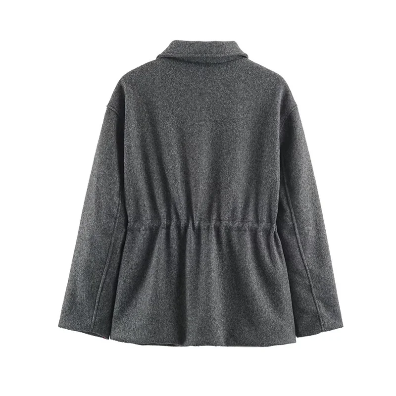 Guobioziy 2026 Fall Winter Workwear Style Coat Women Turn Down Collar Zipper Front Casual Jacket With Pockets For Weekend