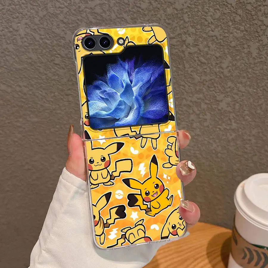 Funda rígida para teléfono Samsung Galaxy ZFlip7 ZFlip4 ZFlip5 ZFlip6 ZFlip3 Z Flip 7 6 5 4 3 lindo Pokemon Pikachus