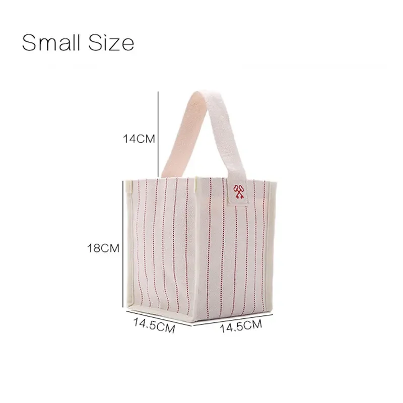 Youda Korea Waterproof Canvas Handbag Simple Embroidery Striped Shoulder Bag Two Sizes Optional Diagonal Shopping Bags