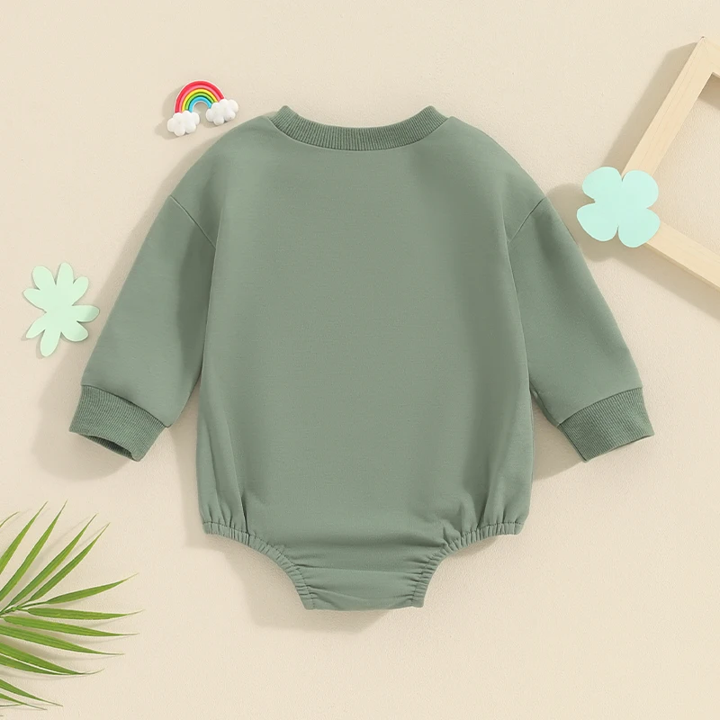 Baby Boy Girl St Patricks Day Outfit Sharmok Charmer Long Sleeve Sweatshirt Romper  Infant Clothes