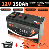 Lithium 12V 150Ah LiFePO4 Deep 4000+ Cycles Battery Rechargeable Battery for Lighting,Power Wheels ,Solar/Wind Power,Small UPS