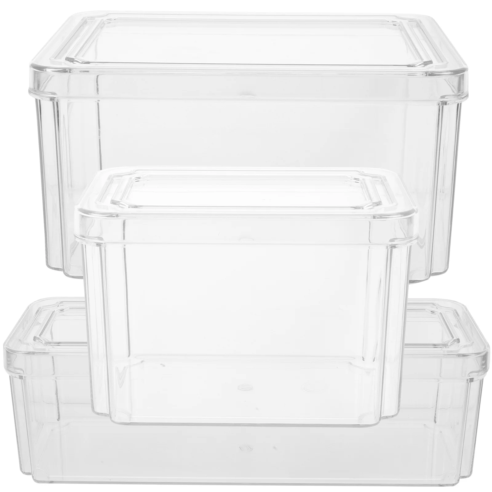 

3pcs Clear Transparent Crisper Freezer Container Fridge Drawer Storage Box Large Capacity Retractable Box Stackable Fridge Bin