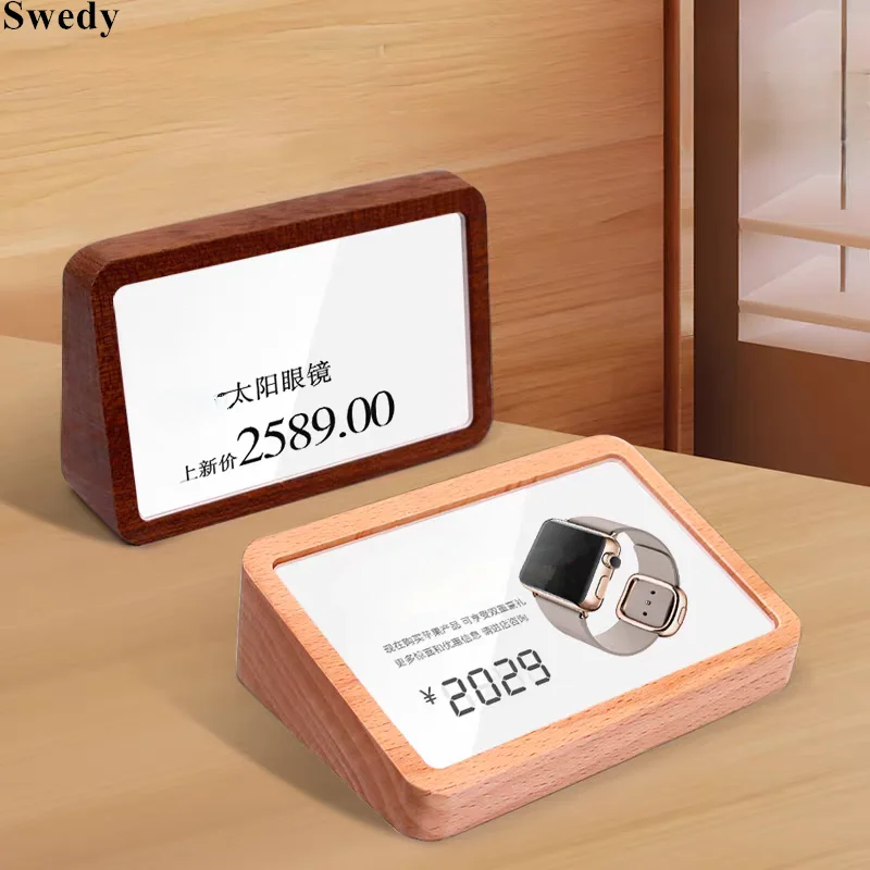 60x38mm Mini Wood Acrylic Sign Holder Display Stand Plastic Price Label Tags Table Number Name Place Card Tags