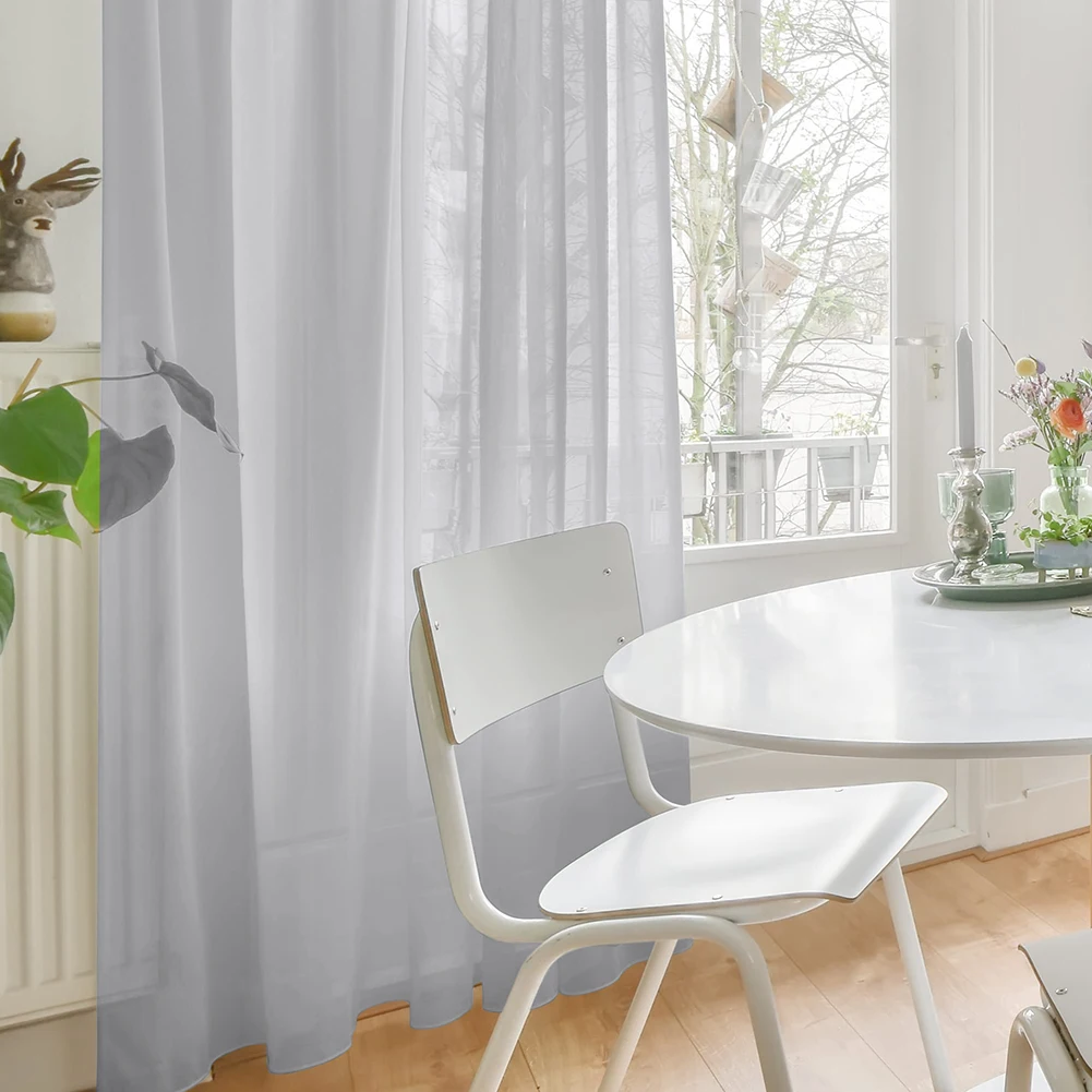 Schattierung, solide, weiße, durchsichtige Vorhänge für Wohnzimmer, Dekoration, Fenstervorhänge für die Küche, moderne Tüll-Voile-Organza-Vorhänge – Detail 18