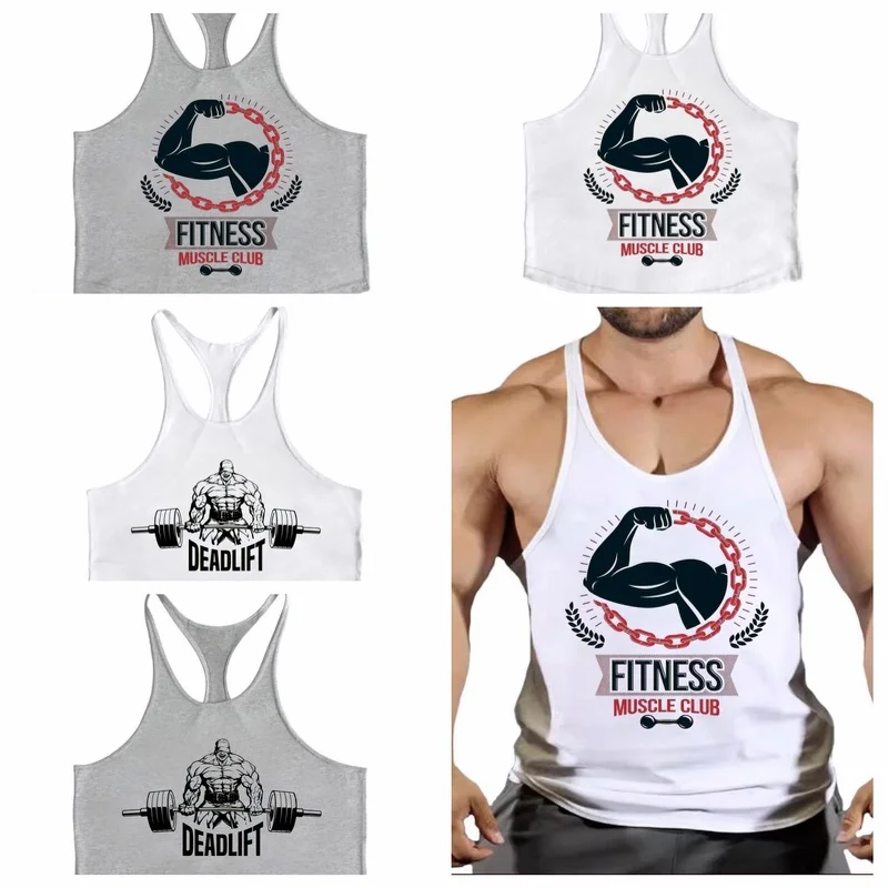 

2025 Fitness Vest Bodybuilding Sports Loose Casual Men's I-shaped Training Sleeveless Vest Training Fitness External Sling