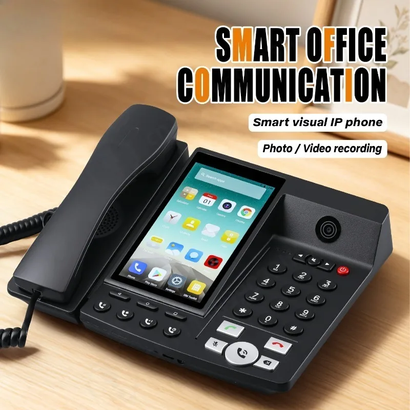 4G Android Wireless Desk Phone, 5.5 Inch Screen, WIFI Video Call, Smart Fixed Telephone, Home Office Communication Device
