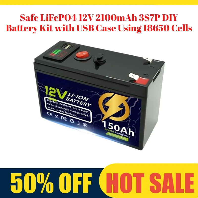 

12V, 3S7P, 2100mAh Lithium-ion Battery Pack, with USB Case and 18650 Cell Components