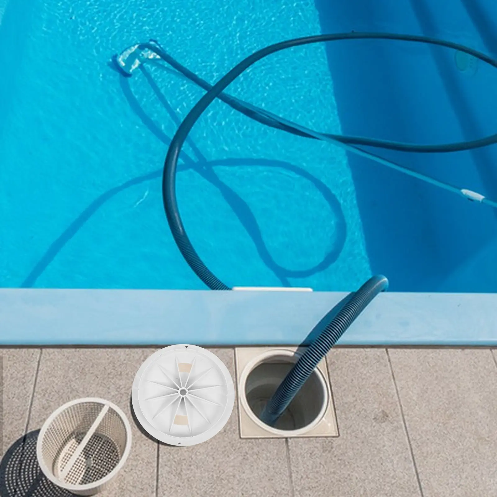 Swimming Pool Skimmer Lid Cover Round ABS Replacement Part for Skimmer Safety Debris Guard Splash Prevention Accessory
