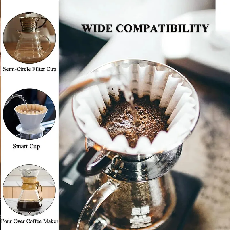50-100pcs Basket Coffee Filters Paper 185 White Bowl Shape Coffee Filters 2-5 Cups Disposable Wave Paper Coffee Filters For Home