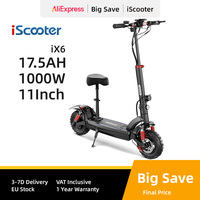 iScooter iX6 1000W Powerful Motor Electric Scooter 17.5Ah 45km/h Anti-skid Electric Kick Scooter 11 inch Off Road Scooters Adult