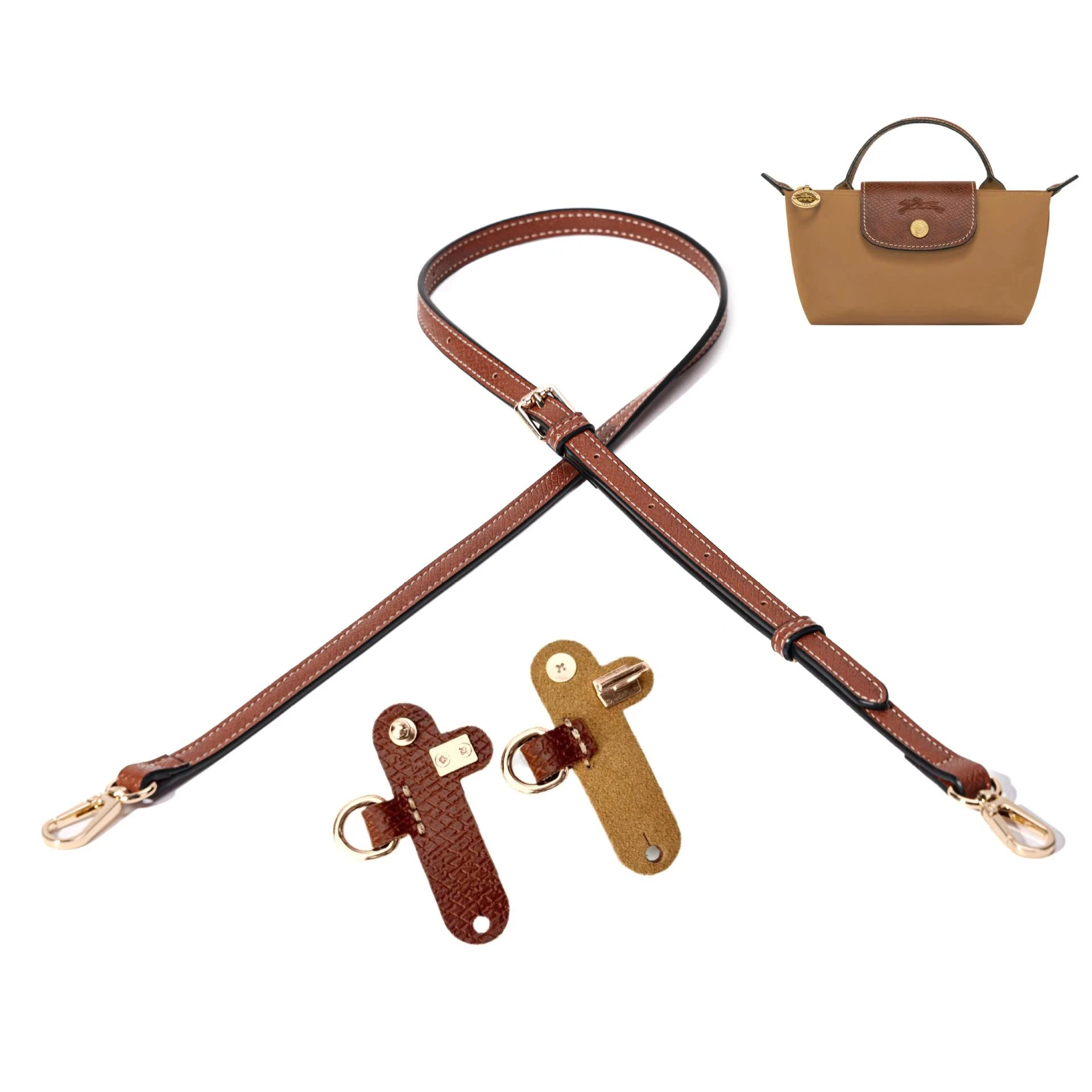 No-drill modification wide shoulder strap with genuine leather buckle, adjustable bag strap, crossbody strap, no-drill design