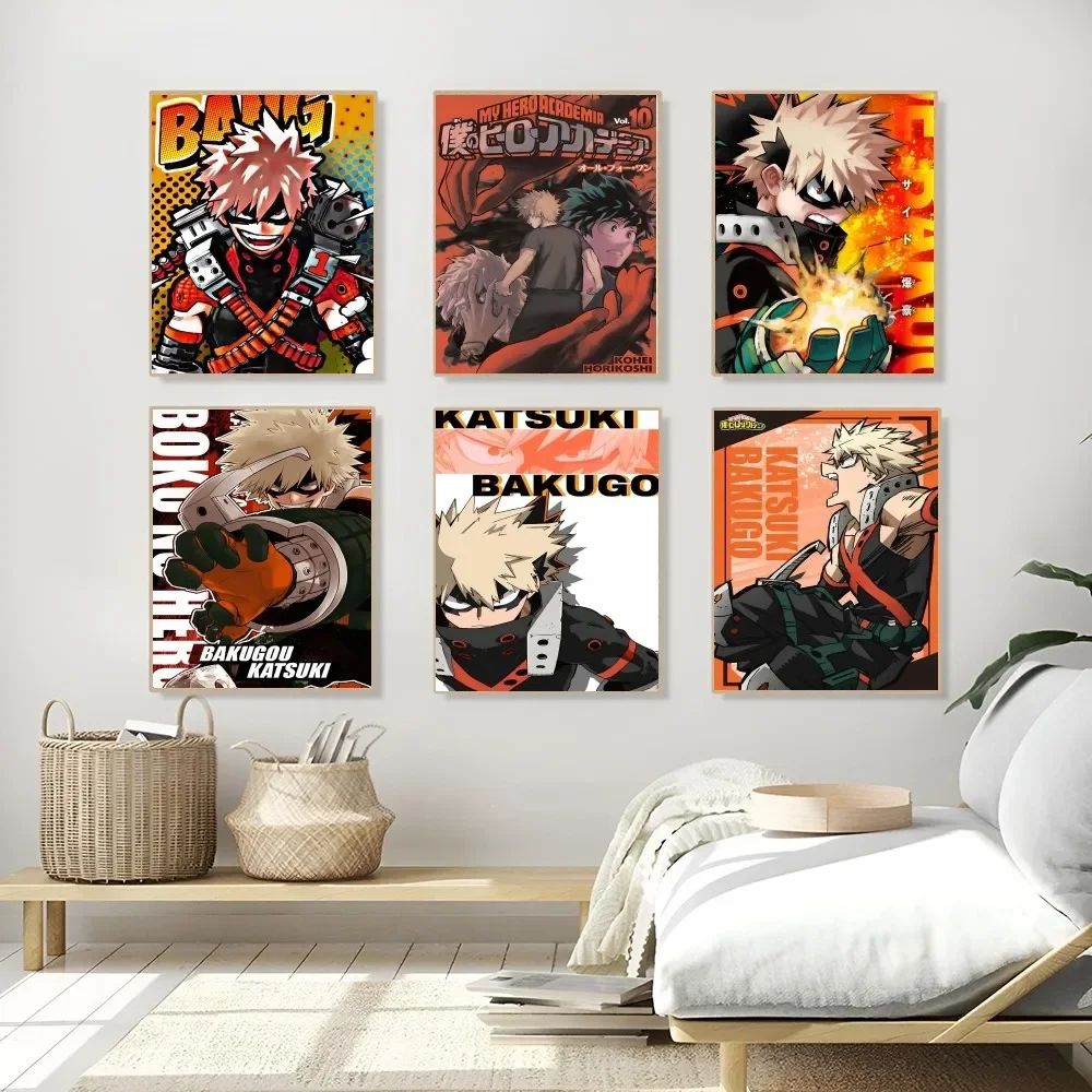 1 szt. Anime B-Bakugo Katsuki plakat samoprzylepna sztuka wodoodporna papierowa naklejka kawiarnia Bar dekoracja ścienna do pokoju