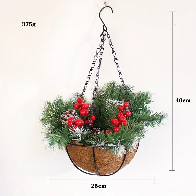 Christmas Hanging Basket Wreath Decorations Artificial Christmas Hanging Basket