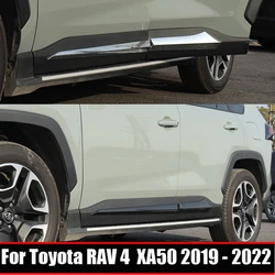 For Toyota RAV4 RAV 4 XA50 2019 -2023 Hybrid ABS Carbon Fiber Car Side Door Body Molding anti-scratch Protector Side Strips Trim