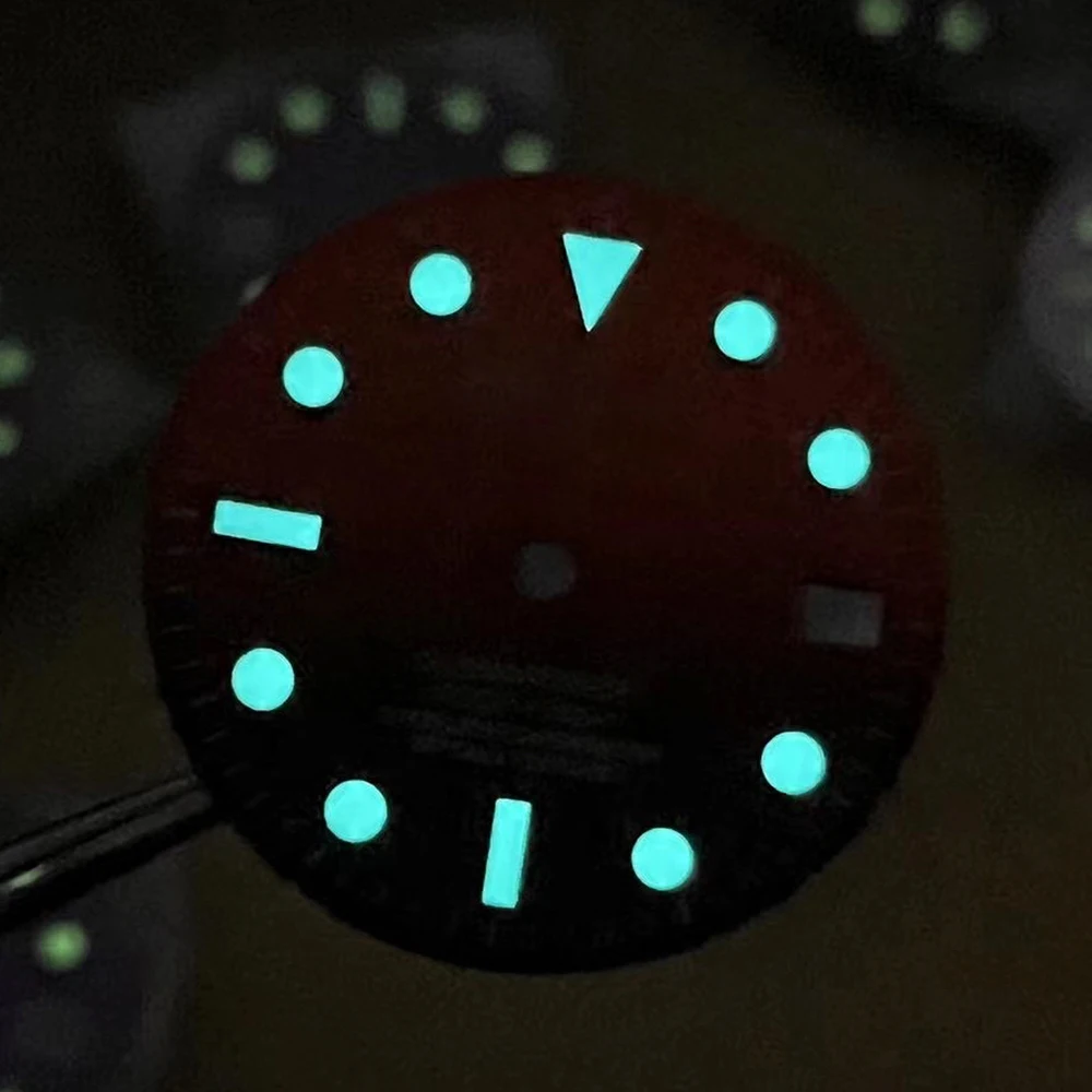 

28.5mm S Logo SUB Dial Fit NH35/NH36 Japanese Movement Ice Blue Luminous Sunburst High-Quality Watch Modified Accessories