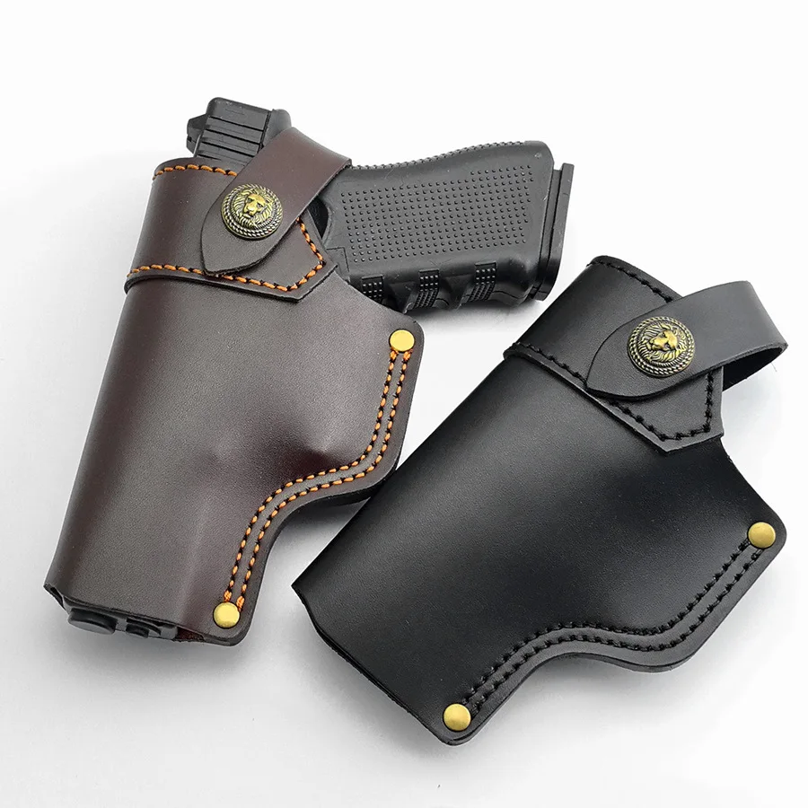 IWB Leather Holster, Genuine Leather Holster for Glock 17/19/23/26/27/29/30/32/33/36/38/39/42/43/43X/44 - (EDC) Daily carrying