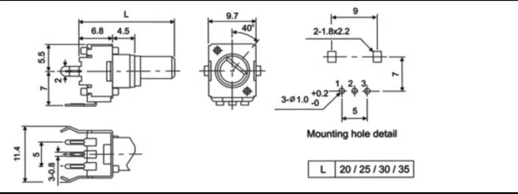 Model ALPS 09 Japanese imported single vertical C20K C203K mixer adjustable potentiometer D shaft handle 18MMF -10pcs/lot