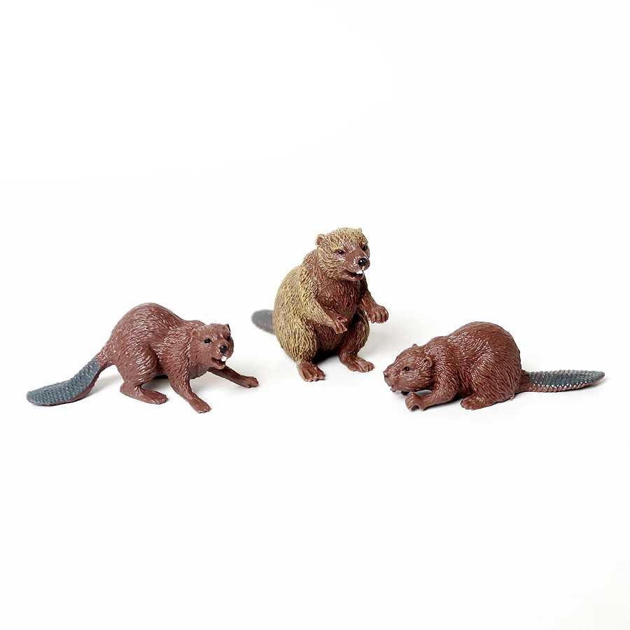 Hand painted Forest Animal Figures Platypus,Beaver,Raccoon,Badger,Meerkat,Anteater Bear Model Decor Collector Educational toys