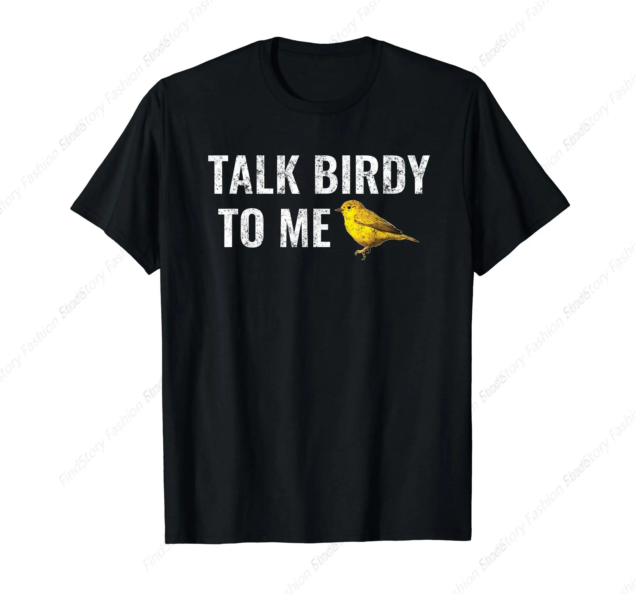 Talk Birdy to Me T-Shirt for Men Washed Cotton Vintage Short Sleeve Crew Neck Clothing Fashion Streetwear Sports Tops