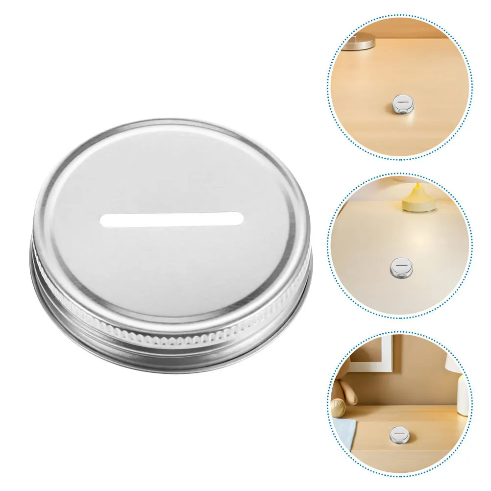 

24Pcs 70mm Regular Mouth Jar Slot Lids 3.6cm Metal Coin Bank Covers Easy Install Piggy Bank Savings Lid Straw Hole Cover for Lid