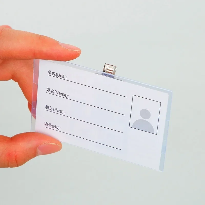 1-15pcs Transparent Card Holder ID Card Holder with Clip for Business Office Employees Name Pass Credentials PVC Tags Wholesale