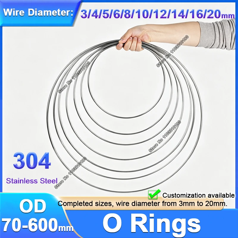304 Stainless Steel Big Solid O Ring OD 70/80/90/100/110-600mm Thickness 3/4/5/6/8/10-20mm Strapping Welded Circle Round Rings