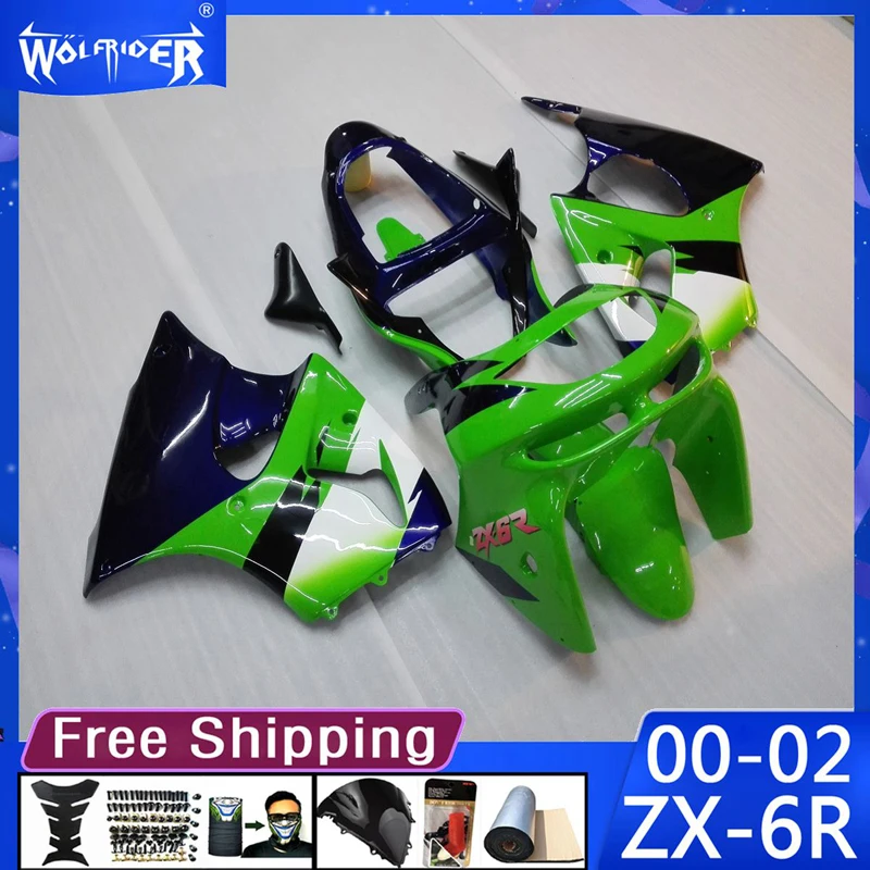 Motorcycle ABS plastic motor panels kit for ZX-6R 2000-2002 ZX6R 00-02 greenblack Motorbike fairing Manufacturer Customize cover