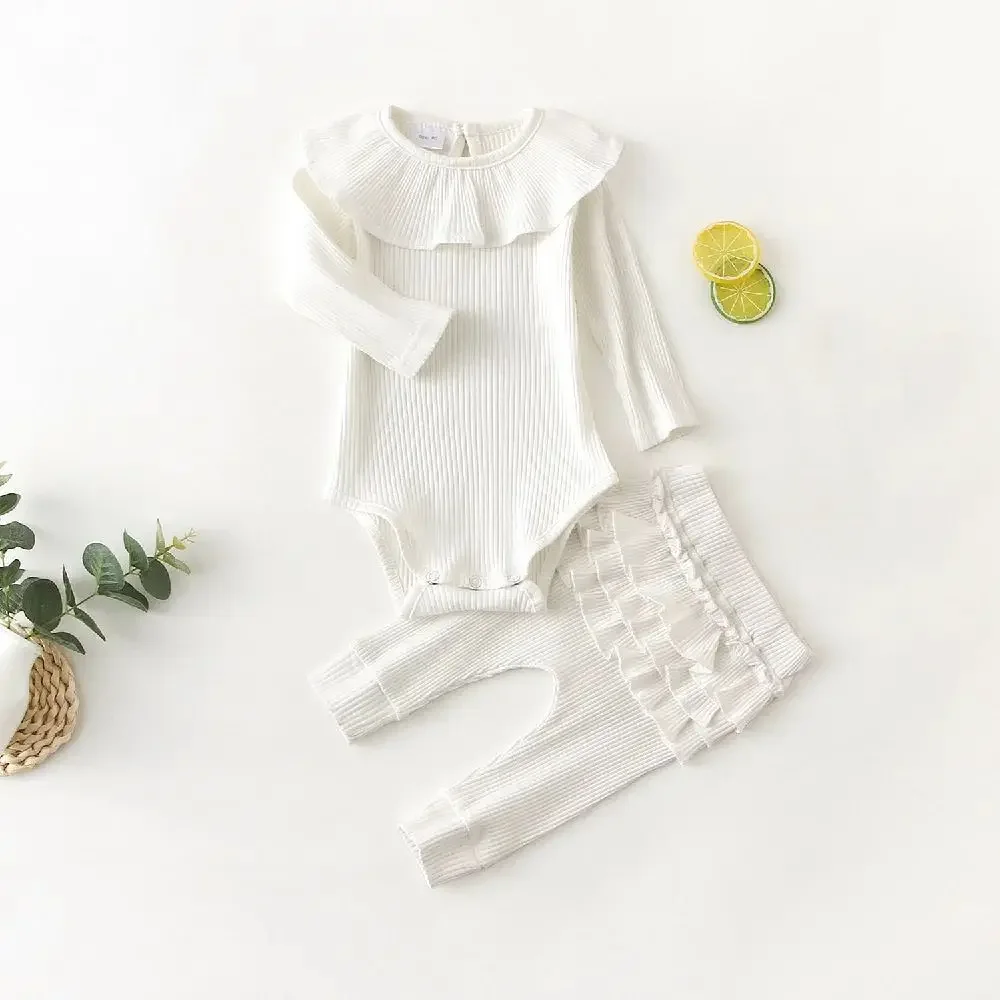 2Pcs Autumn Spring Baby Girl Clothes Cotton Newborn Baby Girl Long Sleeve Bodysuit + Pant Infant Girl Clothes Sets