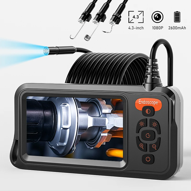 4,3-Zoll-IPS-Bildschirm-Endoskop 8 mm Kamera 1080P HD IP67 wasserdichte industrielle Endoskop-Inspektionskamera für Rohrleitungen von Automobilen