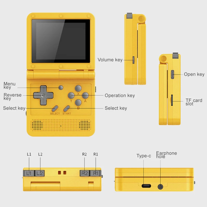 Powkiddy V90 Black 64G 3.0Inch Handheld Game Console Simulators Open Source Multiple Languages Portable Retro Video Game Console