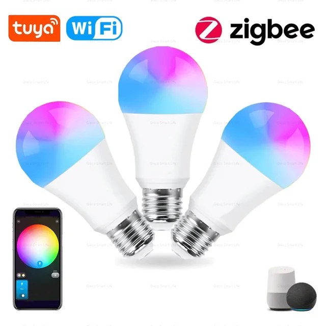 Żarówka Led 18W 15W Zigbee 3.0 RGB+WW+CW E27 Tuya Wifi Smart Home Led Lamp kompatybilna z Alexa Amazon Google Assistant