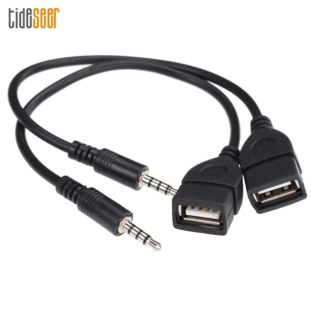 300pcs Jack 3.5mm Male AUX Audio Plug To USB 2.0 Female Adapter Aux Cable Converter Cord For Car MP3 Speaker U Disk Accessories