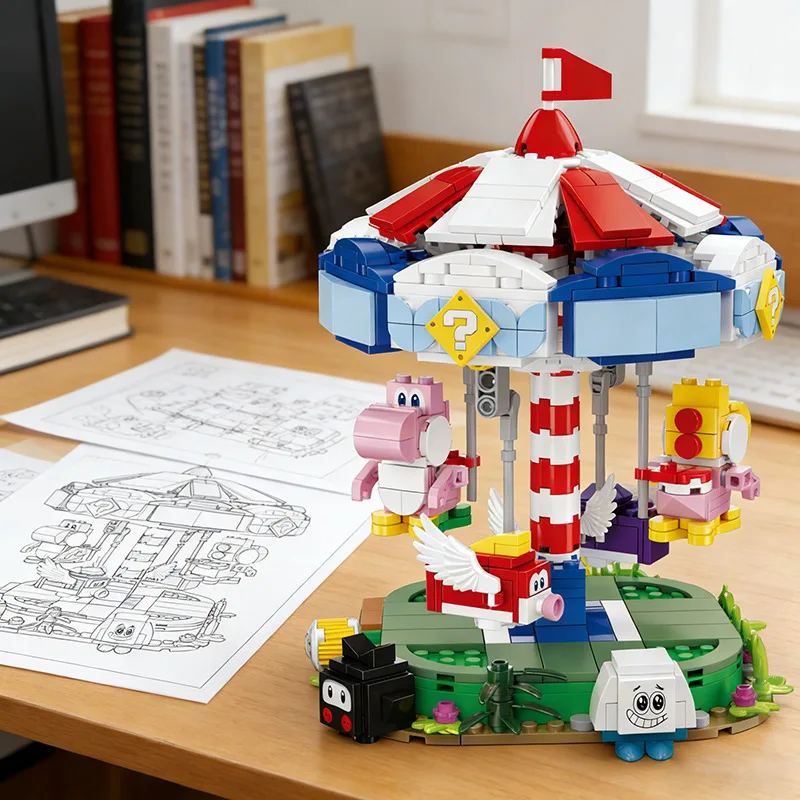 659PCS Merry-go-round Building Blocks Carousel Park Srteet View Model DIY Bricks Toys Gift Desktop Ornament Home Decoration
