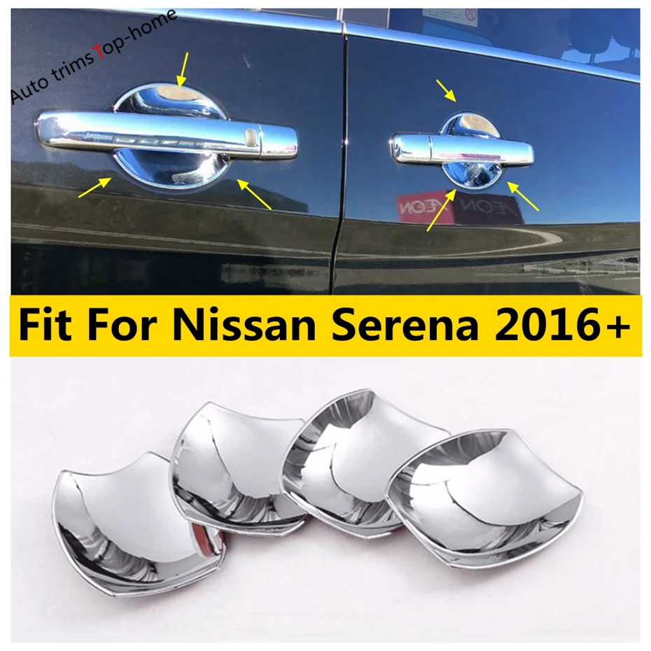 

Fit For Nissan Serena 2016 - 2020 Car Door Pull Doorknob Handle Hand-clasping Bowl Cover Trim ABS Chrome Exterior Accessories