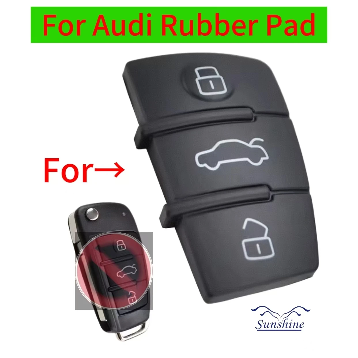 

Sunshien Remote Flip Key FOB Shell 3 Button Rubber Pad Replacement for AUDI A2 A3 S3 A4 A6 A6L A8 Q3 TT Quattro