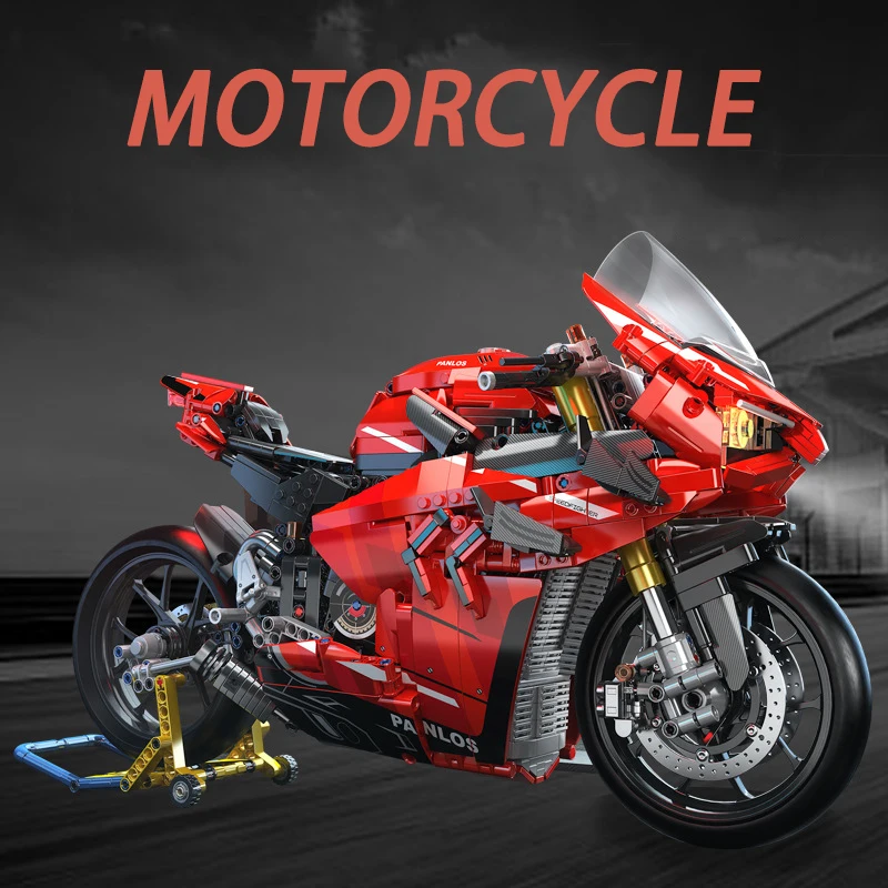 1:5 Technical V4S Motorcycle Building Blocks High-Tech City Motorbike Locomotive Modular Bricks Model Toys For Kid Gifts MOC