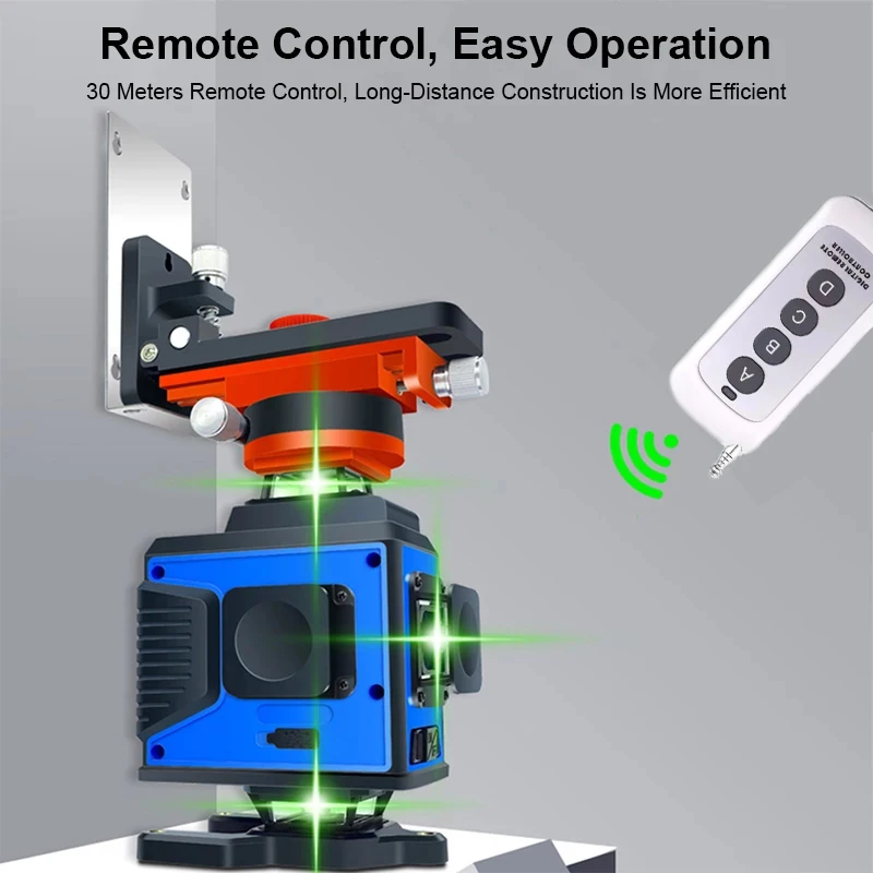 Laser Level 16 Lines 4D Self-Leveling 360 Horizontal And Vertical Cross Super Powerful Green Laser Beam Line