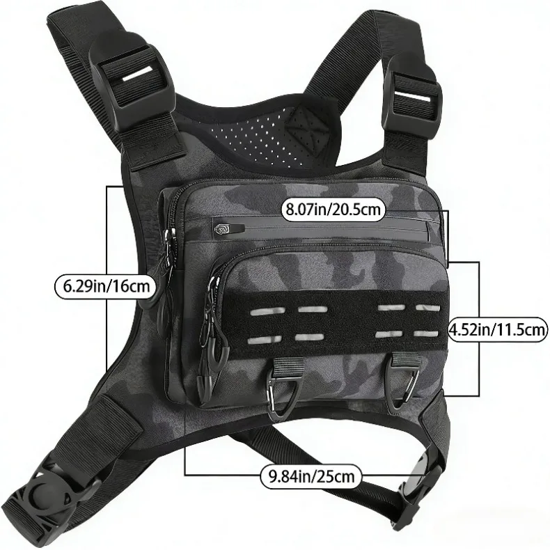 Sports Chest Bag Lightweight Waterproof Tactical Molle Hiking Camping Vest Bag Outdoor Hiking Travel Multifunctional Storage Bag image 13