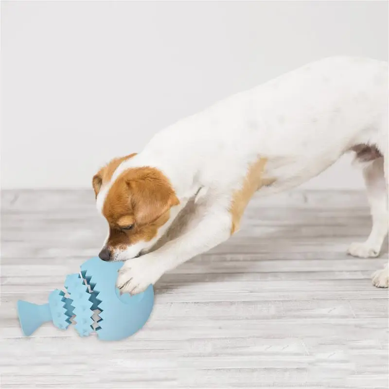 Cute Fishbone Pet Chew Toy Dog Chew Toy Treat Dispensing Rubber Teeth Cleaning Toy Squeaking Rubber Dog Toy