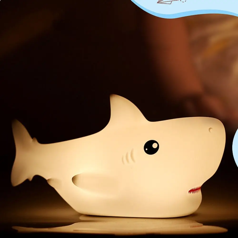 Home Decoration Silicone Shark LED Lamp Creative Lovely Bedside Light Colorful Cartoon Night Light Holiday